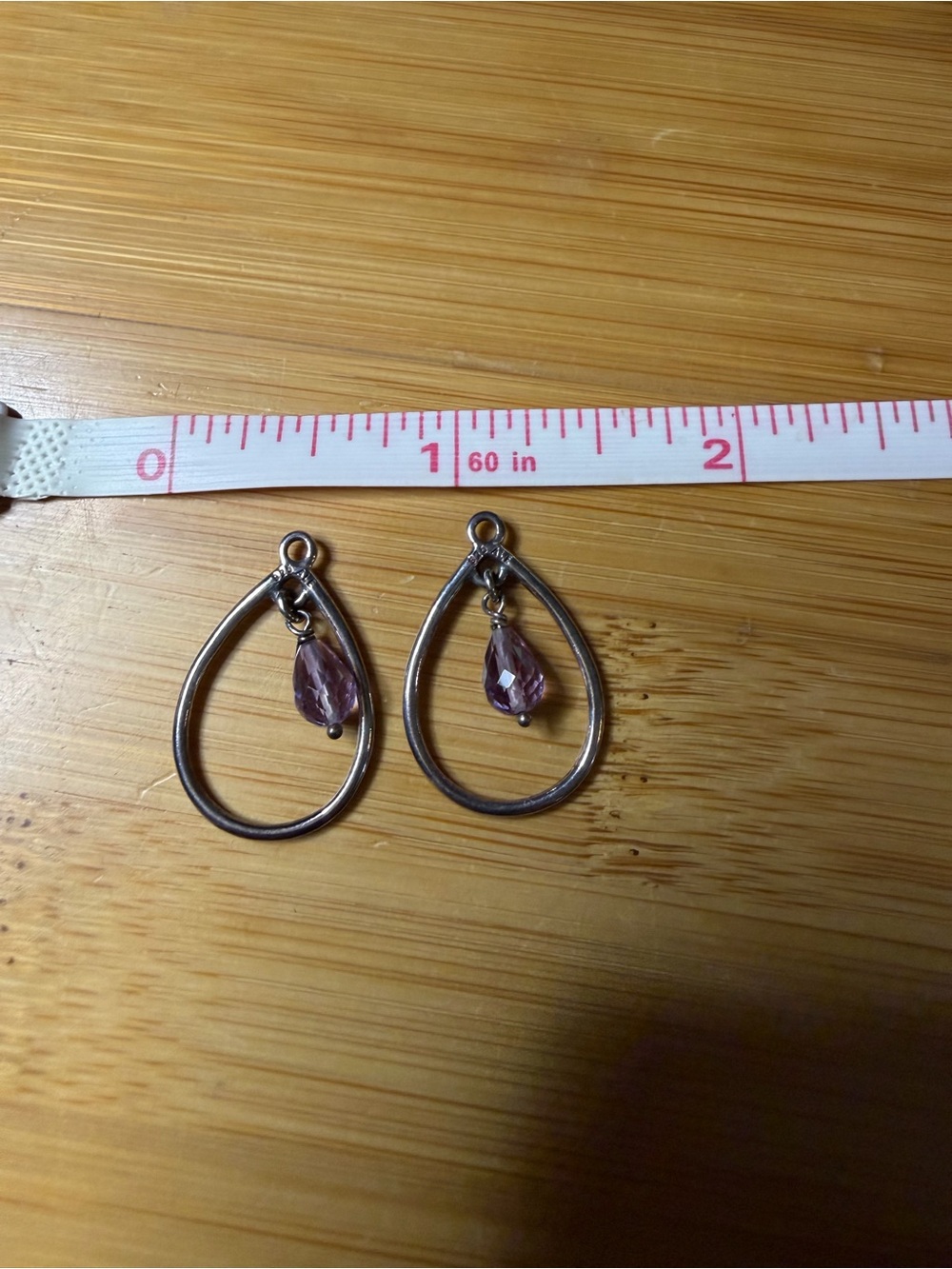 Pandora Sterling Silver Amethyst Teardrop Earring Pendants